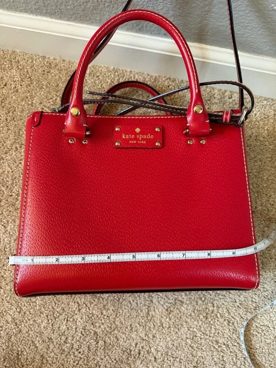 Kate Spade New York Red Leather Top-Handle Satchel Bag or Crossbody Bag - Picture 10 of 12